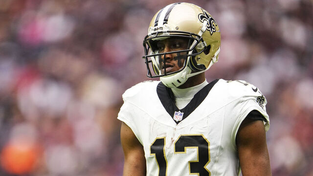 HOUSTON, TX - OCTOBER 15: Michael Thomas #13 of the New Orleans Saints looks on from the field during an NFL football game against the Houston Texans at NRG Stadium on October 15, 2023 in Houston, Texas.