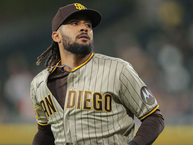 CHICAGO, IL - SEPTEMBER 29: San Diego Padres right fielder Fernando Tatis Jr. (23) looks on during a Major League Baseball game between the San Diego Padres and the Chicago White Sox on September 29, 2023 at Guaranteed Rate Field in Chicago, IL.