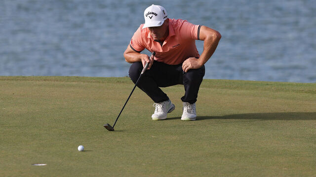 SOUTHAMPTON, BERMUDA - NOVEMBER 11: Alex Noren of Sweden lines up a putt on the 17th green during the third round of the Butterfield Bermuda Championship at Port Royal Golf Course on November 11, 2023 in Southampton, Bermuda.