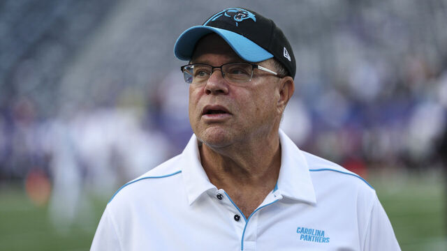 EAST RUTHERFORD, NJ - AUGUST 18: David Tepper of the Carolina Panthers looks on against the New York Giants prior to the game at MetLife Stadium on Friday, August 18, 2023, in East Rutherford, New Jersey. (Perry Knotts/Getty Images)