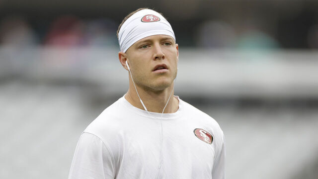 JACKSONVILLE, FL - NOVEMBER 12: San Francisco 49ers running back Christian McCaffrey (23) before the game between the San Francisco 49ers and theJacksonville Jaguars on November 12, 2023 at EverBank Stadium in Jacksonville, Florida.