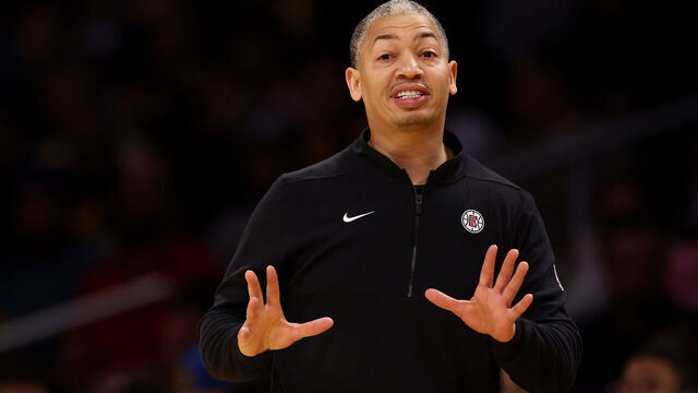 LOS ANGELES, CALIFORNIA - NOVEMBER 01: Head coach Tyronn Lue of the Los Angeles Clippers reacts to a play during the second quarter against the Los Angeles Lakers of the Los Angeles Clippers at Crypto.com Arena on November 01, 2023 in Los Angeles, California.
