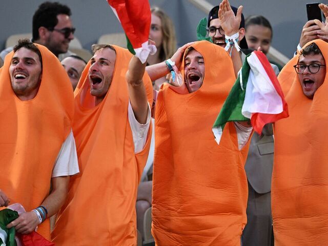 Jannik Sinner cheered on by orange-clad fans during Italian Open