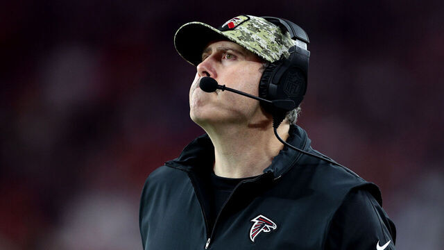 GLENDALE, ARIZONA - NOVEMBER 12: Head coach Arthur Smith of the Atlanta Falcons looks on during the fourth quarter against the Arizona Cardinals at State Farm Stadium on November 12, 2023 in Glendale, Arizona.