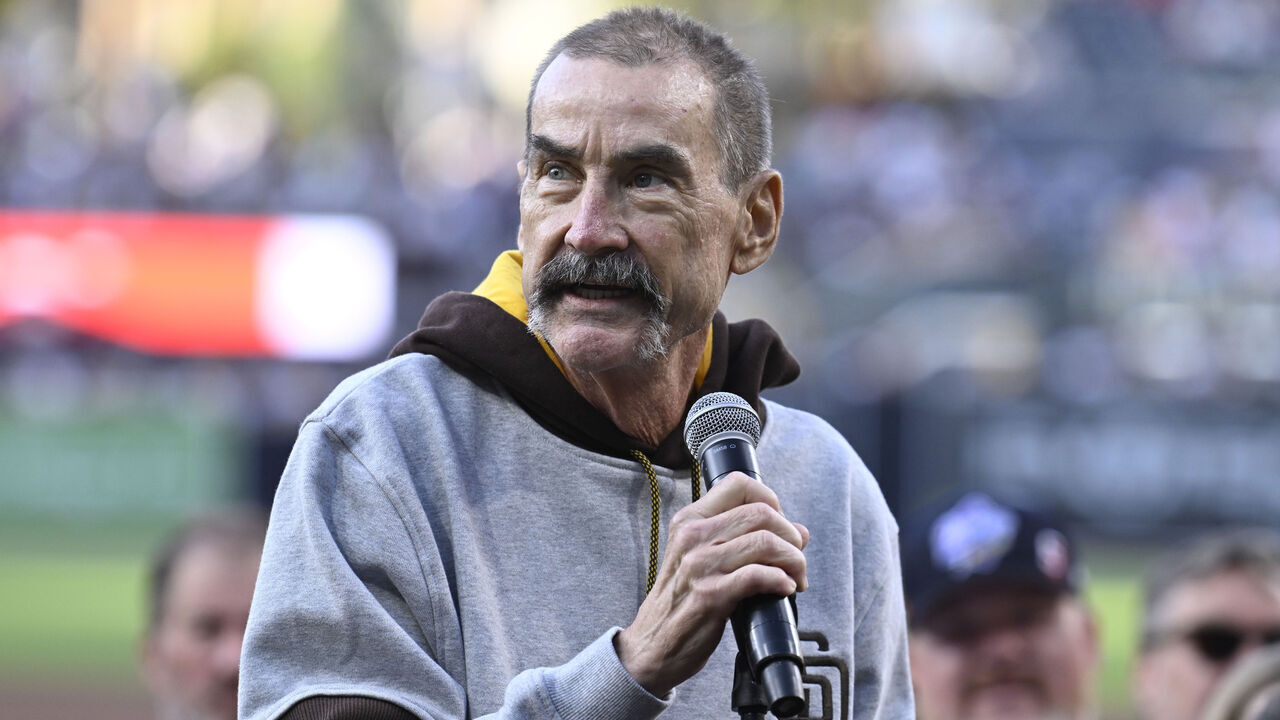 SAN DIEGO, CA - JULY 28: San Diego Padres owner Peter Seidler speaks before a baseball game against the Texas Rangers July 28, 2023 at Petco Park in San Diego, California.