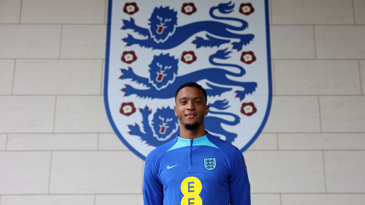 BURTON UPON TRENT, ENGLAND - NOVEMBER 14: Ezri Konsa of England poses for a photo at St George's Park on November 14, 2023 in Burton upon Trent, England.