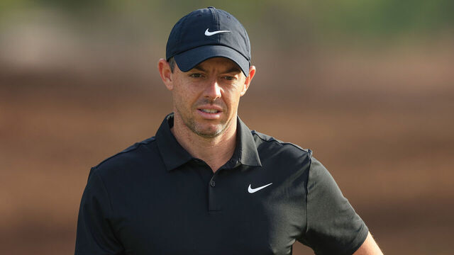 DUBAI, UNITED ARAB EMIRATES - NOVEMBER 14: Rory McIlroy of Northern Ireland waits to play a shot during the pro-am as a preview for the DP World Tour Championship on the Earth Course at Jumeirah Golf Estates on November 14, 2023 in Dubai, United Arab Emirates.