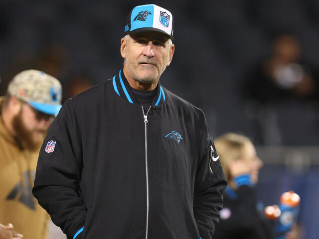 CHICAGO, ILLINOIS - NOVEMBER 09: Head coach Frank Reich of the Carolina Panthers is seen on the field prior to a game against the Chicago Bears at Soldier Field on November 09, 2023 in Chicago, Illinois.