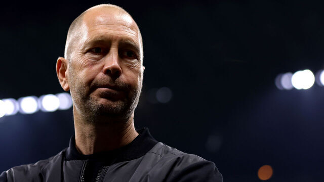 MILAN, ITALY - OCTOBER 22: Gregg Berhalter USA Men's Head Coach looks on prior to the Serie A TIM match between AC Milan and Juventus FC at Stadio Giuseppe Meazza on October 22, 2023 in Milan, Italy.