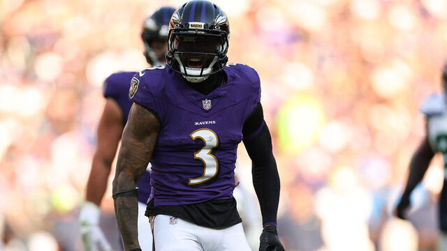 BALTIMORE, MARYLAND - NOVEMBER 05: Odell Beckham Jr. #3 of the Baltimore Ravens reacts during the second half in the game against the Seattle Seahawks at M&T Bank Stadium on November 05, 2023 in Baltimore, Maryland.