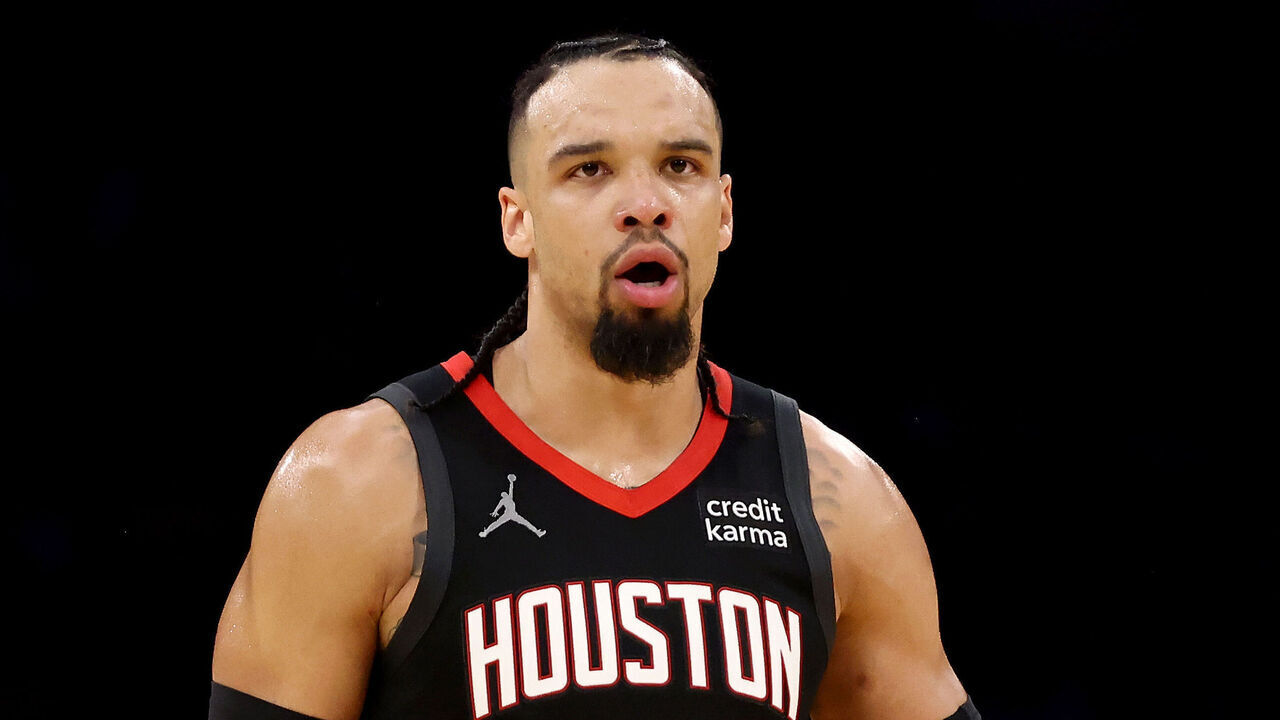 LOS ANGELES, CALIFORNIA - NOVEMBER 19: Dillon Brooks #9 of the Houston Rockets looks on during the third quarter against the Los Angeles Lakers at Crypto.com Arena on November 19, 2023 in Los Angeles, California.