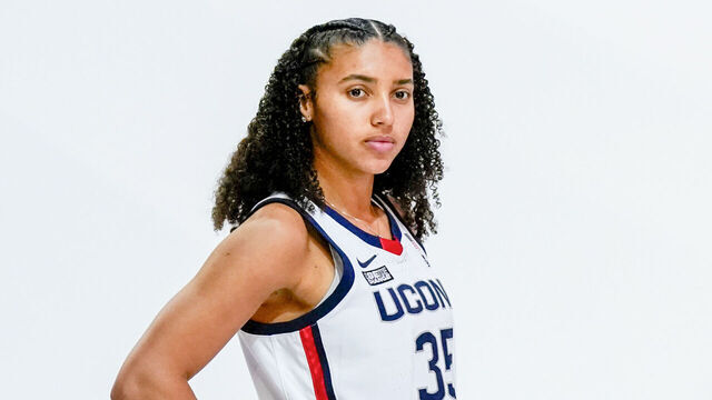 NEW YORK, NY - OCTOBER 24: Azzi Fudd of the UConn Huskies during Big East basketball media day at Madison Square Garden on October 24, 2023 in New York City.