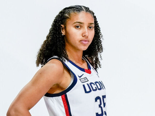 NEW YORK, NY - OCTOBER 24: Azzi Fudd of the UConn Huskies during Big East basketball media day at Madison Square Garden on October 24, 2023 in New York City.
