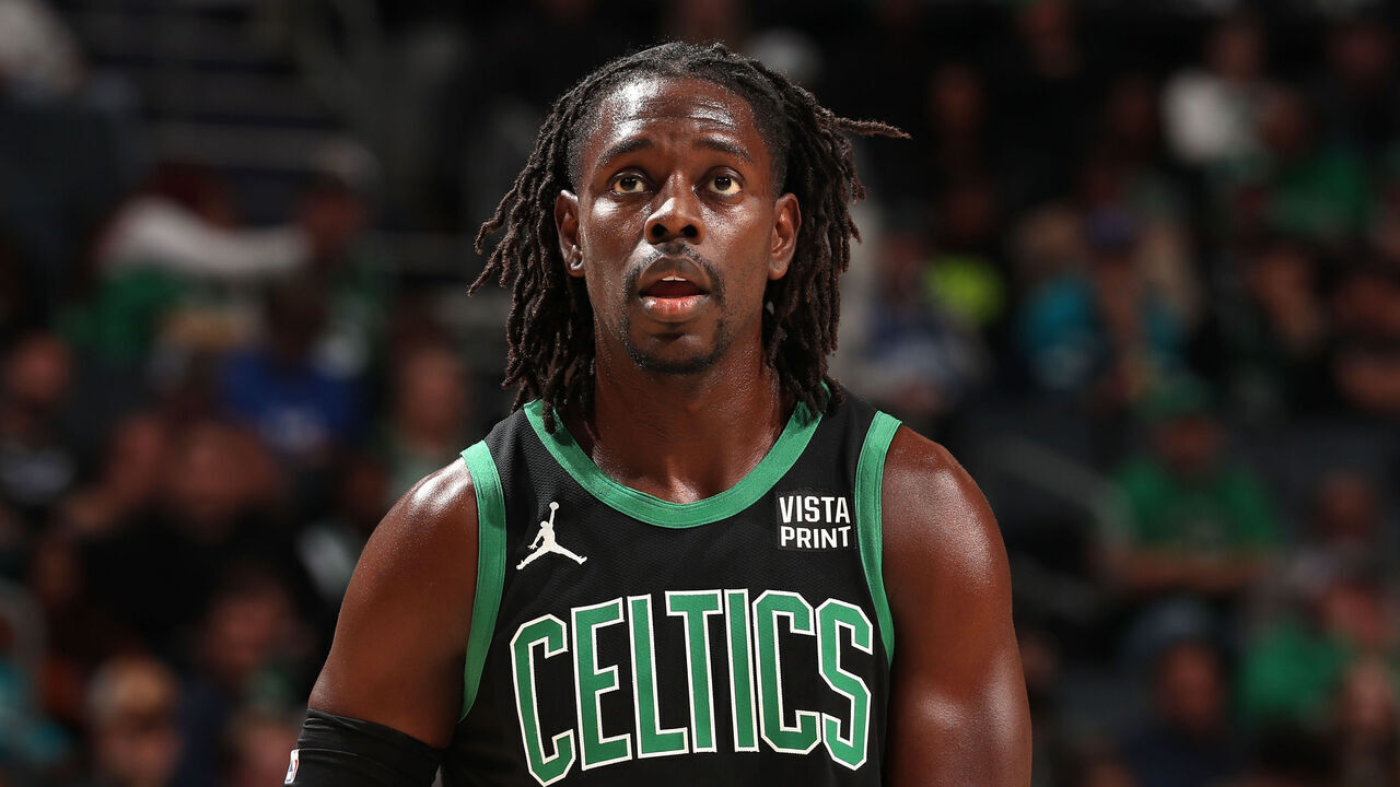 CHARLOTTE, NC - NOVEMBER 20: Jrue Holiday #4 of the Boston Celtics looks on during the game against the Charlotte Hornets on November 20, 2023 at Spectrum Center in Charlotte, North Carolina. Mandatory Copyright Notice: Copyright 2023 NBAE