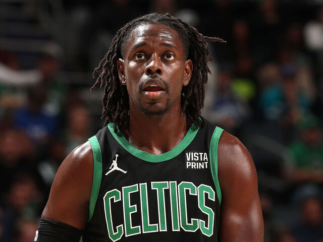 CHARLOTTE, NC - NOVEMBER 20: Jrue Holiday #4 of the Boston Celtics looks on during the game against the Charlotte Hornets on November 20, 2023 at Spectrum Center in Charlotte, North Carolina. Mandatory Copyright Notice: Copyright 2023 NBAE