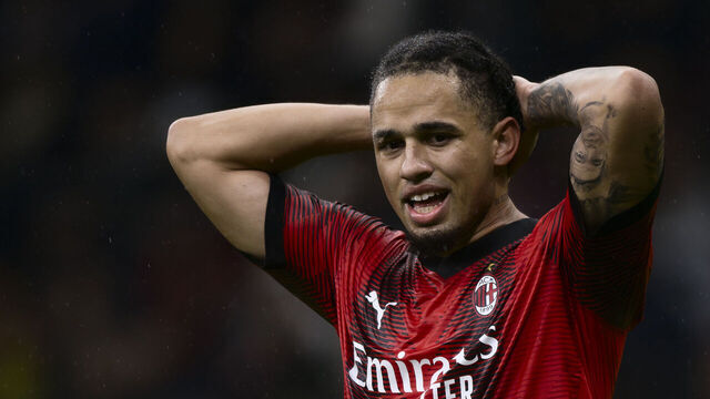 STADIO GIUSEPPE MEAZZA, MILAN, ITALY - 2023/11/04: Noah Okafor of AC Milan looks dejected during the Serie A football match between AC Milan and Udinese Calcio. Udinese Calcio won 1-0 over AC Milan.