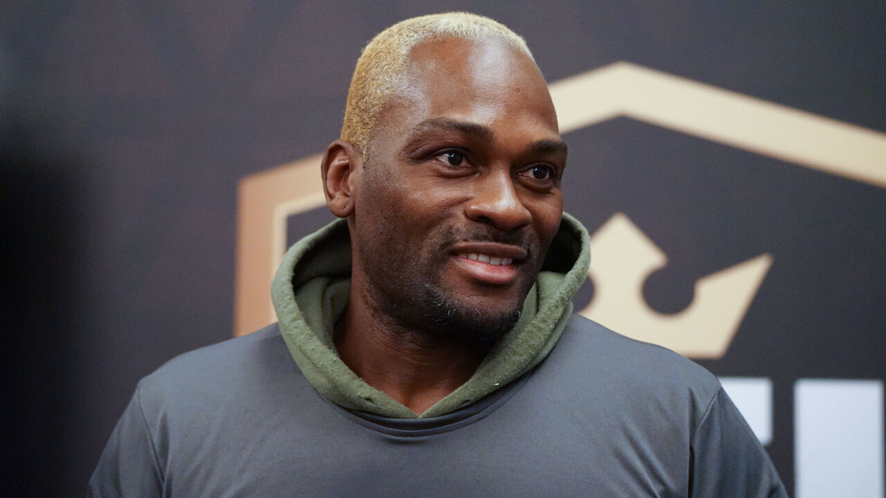 WASHINGTON, D.C. - NOVEMBER 22: Derek Brunson speaks with the media at the PFL World Championship pre-fight media day on November 22, 2023, at the Grand Hyatt in Washington, D.C..