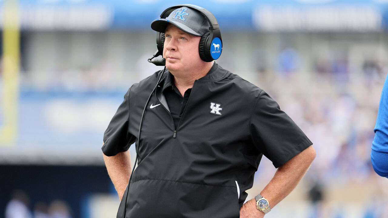 LEXINGTON, KENTUCKY - SEPTEMBER 09: Mark Stoops the head coach of the Kentucky Wildcats against the EKU Colonels at Kroger Field on September 09, 2023 in Lexington, Kentucky.