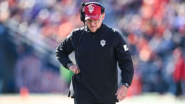 CHAMPAIGN, IL - NOVEMBER 11: Indiana Head Coach Tom Allen during a college football game between the Indiana Hoosiers and Illinois Fighting Illini on November 11, 2023 at Memorial Stadium in Bloomington, IN.