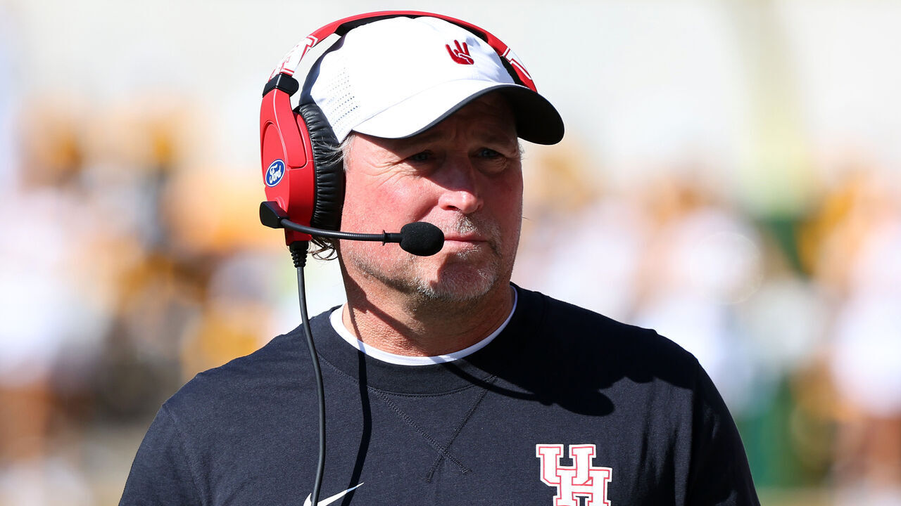 WACO, TEXAS - NOVEMBER 04: Head coach Dana Holgorsen of the Houston Cougars is seen on the field during the game against the Baylor Bears at McLane Stadium on November 04, 2023 in Waco, Texas.