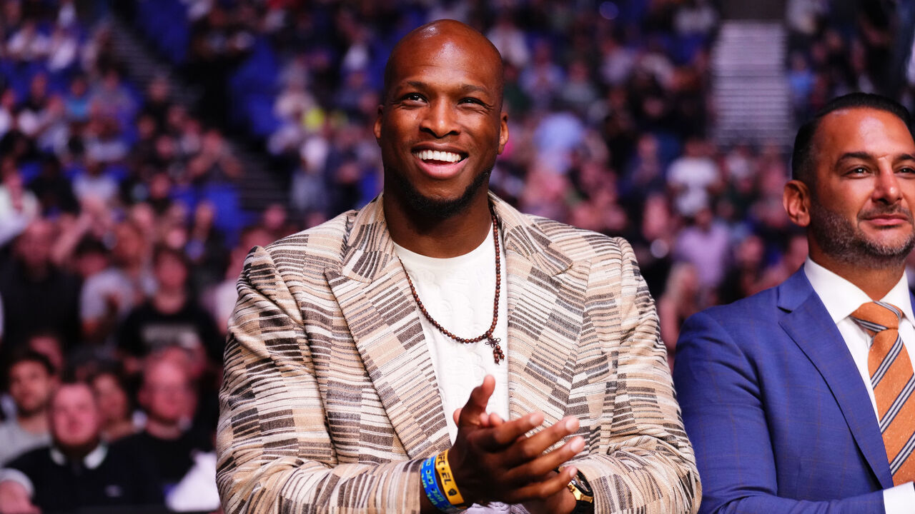 LONDON, ENGLAND - JULY 22: MMA fighter Michael Page is seen in attendance during the UFC Fight Night at The O2 Arena on July 22, 2023 in London, England.