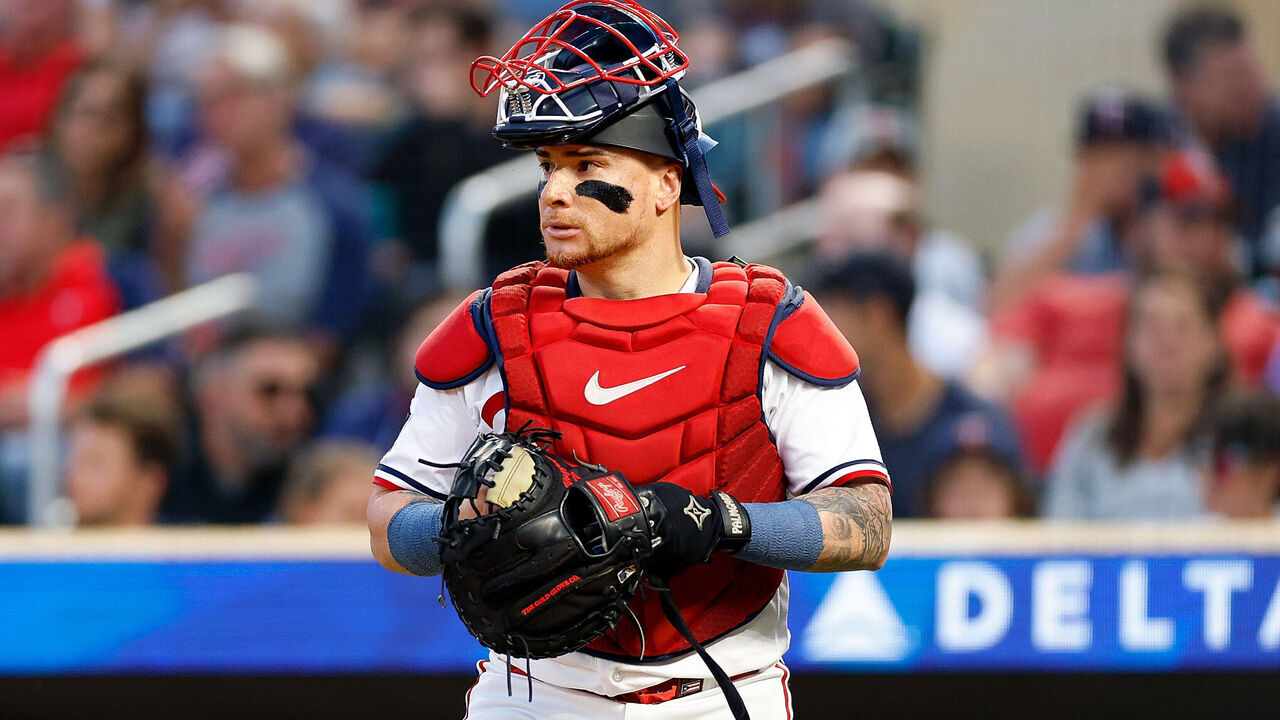 MINNEAPOLIS, MINNESOTA - SEPTEMBER 08: Christian Vazquez #8 of the Minnesota Twins looks on against the New York Mets in the second inning at Target Field on September 08, 2023 in Minneapolis, Minnesota. The Twins defeated the Mets 5-2.
