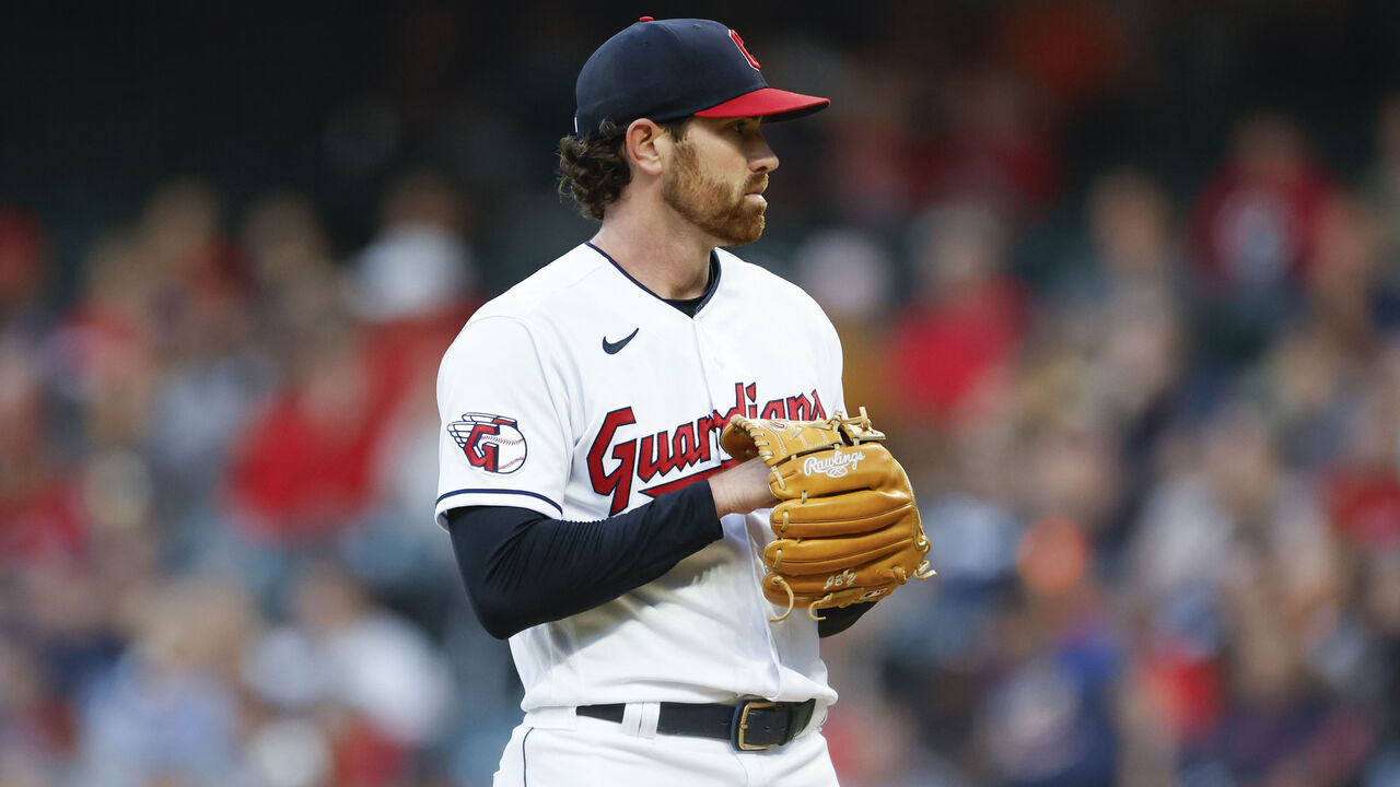 CLEVELAND, OH - SEPTEMBER 22: Shane Bieber #57 of the Cleveland Guardians pitches against the Baltimore Orioles during the first inning at Progressive Field on September 22, 2023 in Cleveland, Ohio.