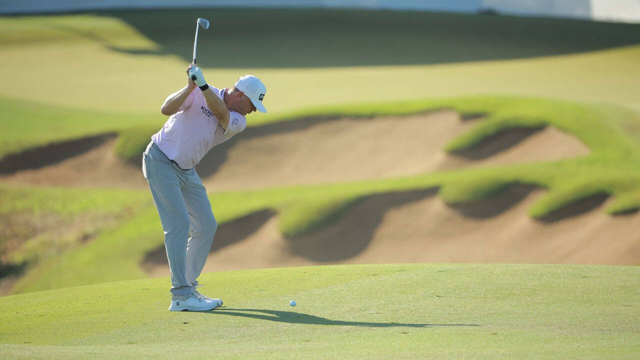 CABO SAN LUCAS, MEXICO - NOVEMBER 03: Nate Lashley of the United States hits from the 17th fairway during the second round of the World Wide Technology Championship at El Cardonal at Diamante on November 03, 2023 in Cabo San Lucas, Mexico, Mexico.
