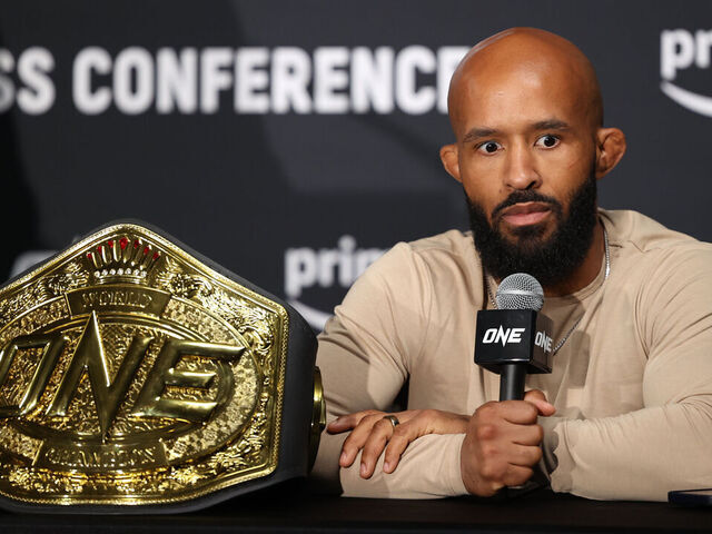 DENVER, COLORADO - MAY 5: Demetrious Johnson at ONE Championship Fight Night 10 post fight press conference on May 5, 2023, at the 1st Bank Center in Denver, Colorado.
