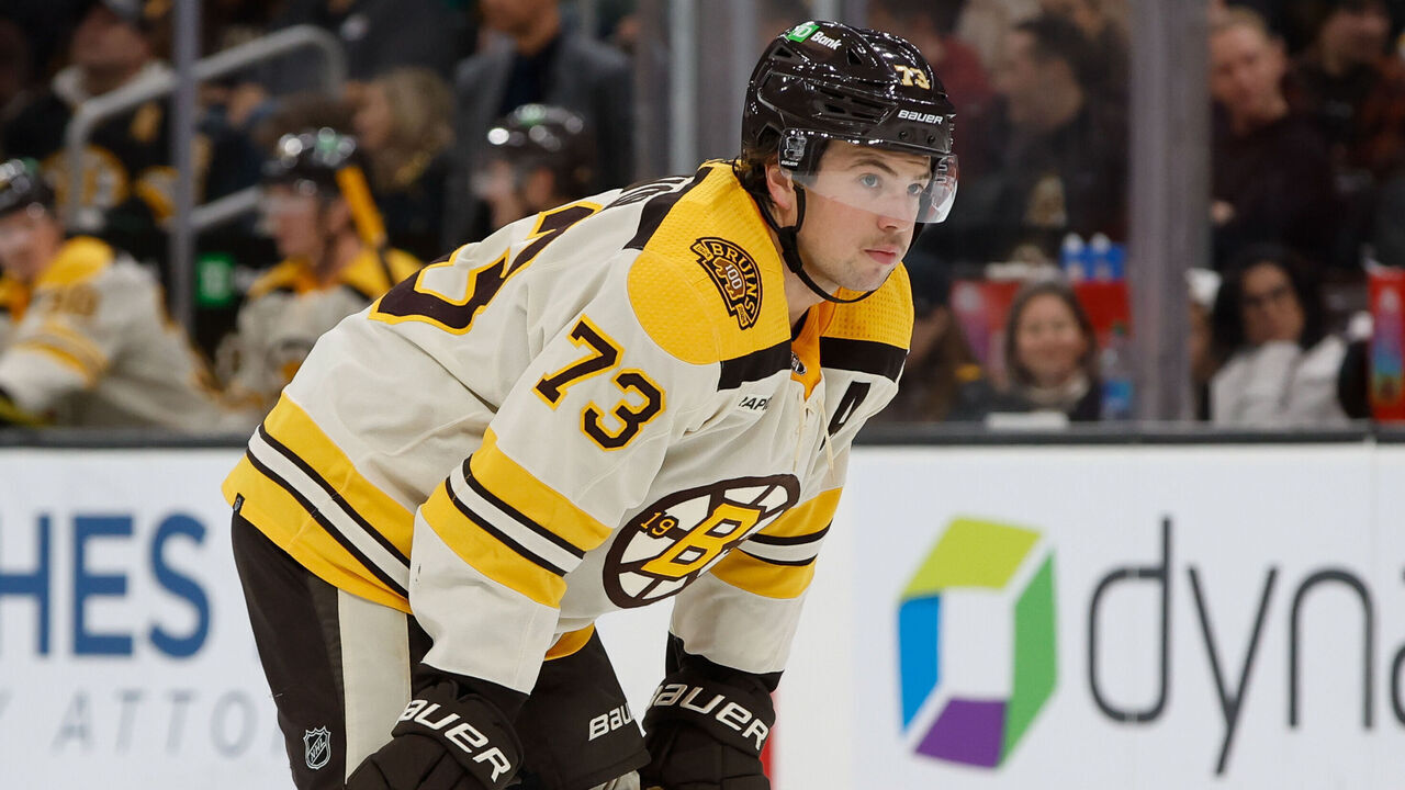 BOSTON, MASSACHUSETTS - NOVEMBER 24: Charlie McAvoy #73 of the Boston Bruins skates against the Detroit Red Wings during the first period at the TD Garden on November 24, 2023 in Boston, Massachusetts. The Red Wings won 5-2.