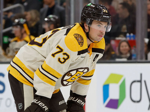 BOSTON, MASSACHUSETTS - NOVEMBER 24: Charlie McAvoy #73 of the Boston Bruins skates against the Detroit Red Wings during the first period at the TD Garden on November 24, 2023 in Boston, Massachusetts. The Red Wings won 5-2.