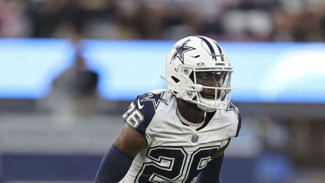INGLEWOOD, CALIFORNIA - OCTOBER 16: DaRon Bland #26 of the Dallas Cowboys looks on during an NFL football game between the Los Angeles Chargers and the Dallas Cowboys at SoFi Stadium on October 16, 2023 in Inglewood, California.