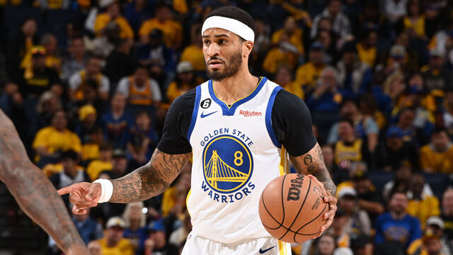 SAN FRANCISCO, CA - MAY 4: Gary Payton II #8 of the Golden State Warriors dribbles the ball during the game against the Los Angeles Lakers during the Western Conference Semi Finals of the 2023 NBA Playoffs on May 4, 2023 at Chase Center in San Francisco, California. NOTE TO USER: User expressly acknowledges and agrees that, by downloading and/or using this Photograph, user is consenting to the terms and conditions of the Getty Images License Agreement. Mandatory Copyright Notice: Copyright 2023 NBAE