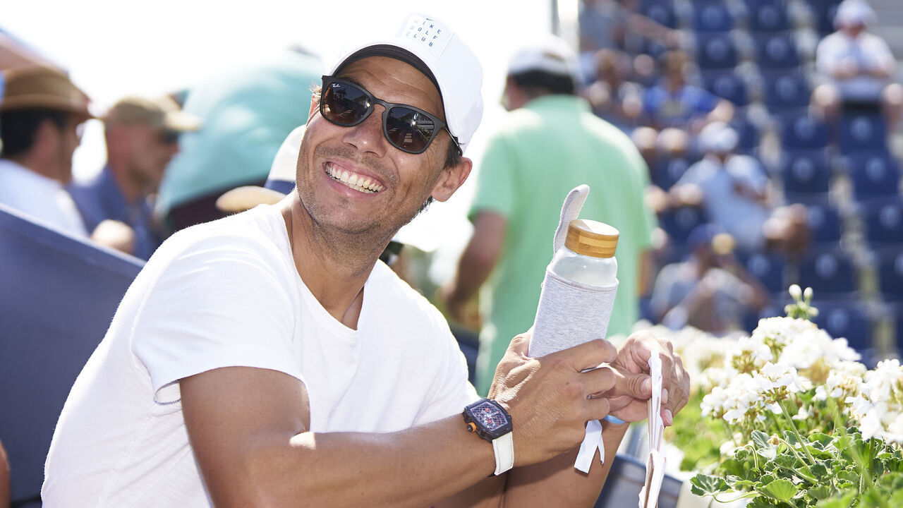 MALLORCA, SPAIN - JUNE 27: Rafael Nadal of Spain watches on during the Men's Singles First Round match between Feliciano Lopez of Spain and Max Purcell of Australia on day two of the Mallorca Championships 2023 at Mallorca Country Club on June 27, 2023 in Mallorca, Spain.
