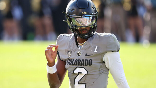 College Football: Colorado quarterback Shedeur Sanders (2) in action, looks on vs Arizona at Folsom Field. Boulder, CO 11/11/2023 CREDIT: Jamie Schwaberow (Set Number: X164461)