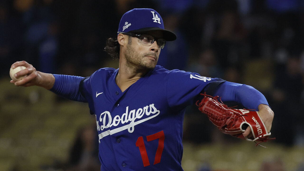 Los Angeles, CA, Monday, September 18, 2023 - Dodgers reliever Joe Kelly pitches against the Detroit Tigers at Dodger Stadium. (Robert Gauthier/Los Angeles Times via Getty Images)