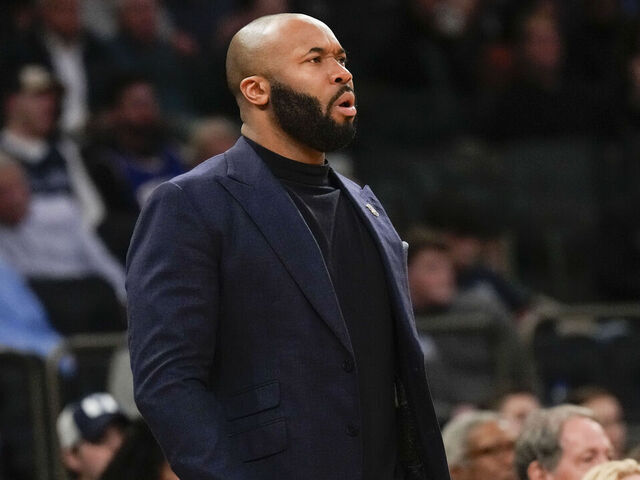 NEW YORK, NY - MARCH 9: Head coach Kyle Neptune of the Villanova Wildcats during the game against the Creighton Bluejays in the quarterfinals of the Big East Conference Tournament at Madison Square Garden on March 9, 2023 in New York City.