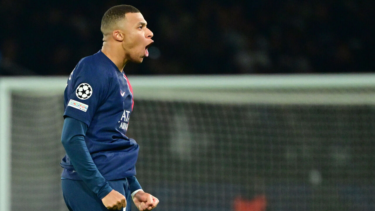PARIS, FRANCE - NOVEMBER 28: Kylian Mbappé celebrate goal of Paris Saint-Germain action during the UEFA Champions League match between Paris Saint-Germain and Newcastle United FC at Parc des Princes on November 28, 2023 in Paris, France.