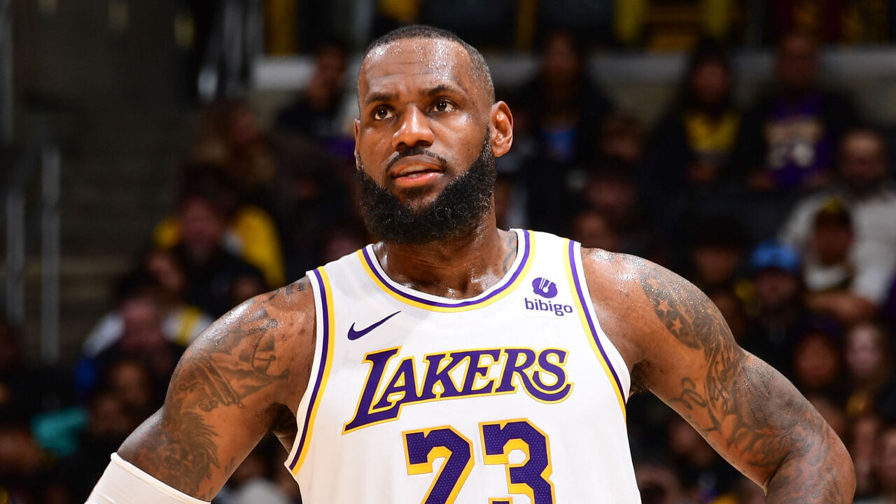 LOS ANGELES, CA - DECEMBER 2: LeBron James #23 of the Los Angeles Lakers looks on during the game on December 2, 2023 at Crypto.Com Arena in Los Angeles, California. NOTE TO USER: User expressly acknowledges and agrees that, by downloading and/or using this Photograph, user is consenting to the terms and conditions of the Getty Images License Agreement. Mandatory Copyright Notice: Copyright 2023 NBAE