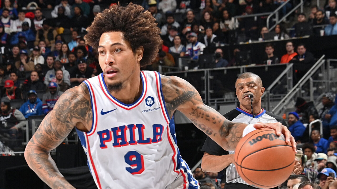 DETROIT, MI - NOVEMBER 10: Kelly Oubre Jr. #9 of the Philadelphia 76ers drives to the basket during the game against the Detroit Pistons during the In-Season Tournament on November 10, 2023 at Little Caesars Arena in Detroit, Michigan. NOTE TO USER: User expressly acknowledges and agrees that, by downloading and/or using this photograph, User is consenting to the terms and conditions of the Getty Images License Agreement. Mandatory Copyright Notice: Copyright 2023 NBAE