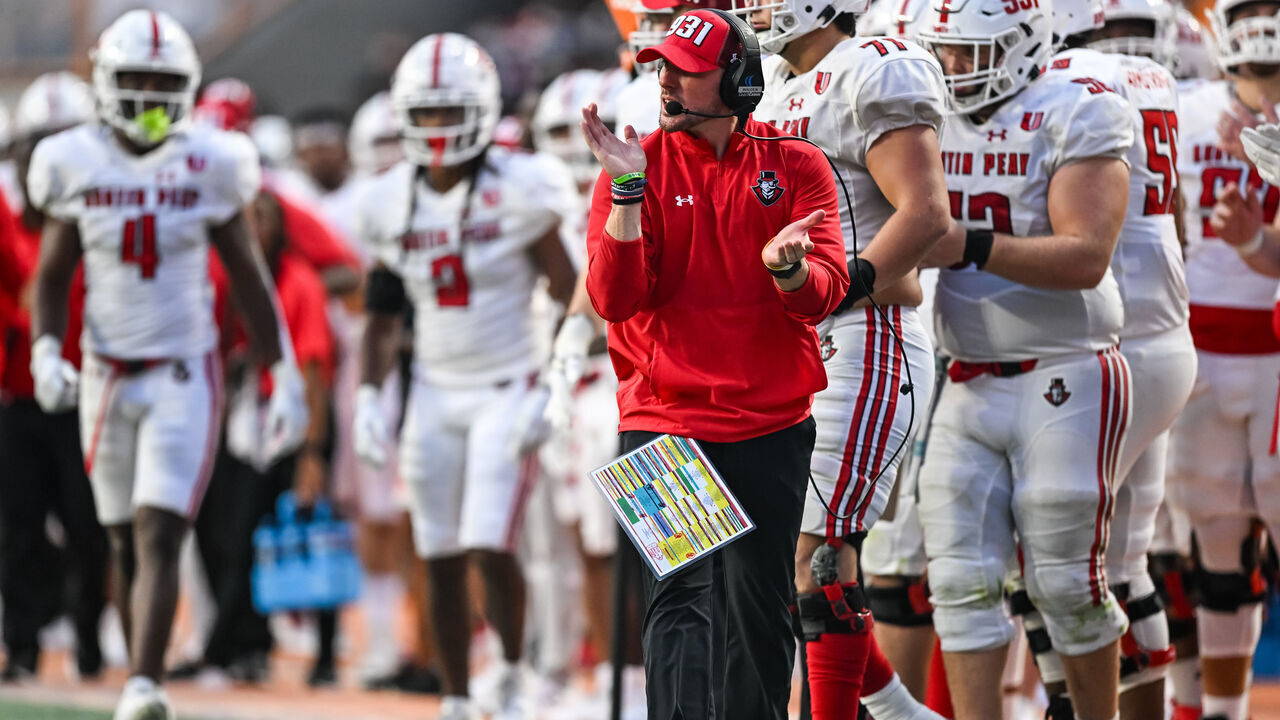 KNOXVILLE, TN - SEPTEMBER 09: Austin Peay Governors head coach Scotty Walden coaches during the college football game between the Tennessee Volunteers and the Austin Peay Governors on September 9, 2023, at Neyland Stadium, in Knoxville, TN.