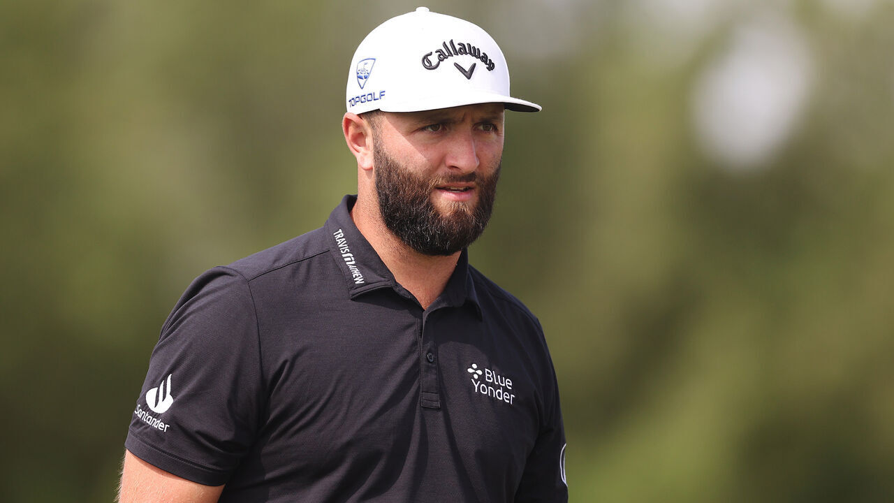 DUBAI, UNITED ARAB EMIRATES - NOVEMBER 15: Jon Rahm of Spain looks across the practice range prior to the DP World Tour Championship on the Earth Course at Jumeirah Golf Estates on November 15, 2023 in Dubai, United Arab Emirates.