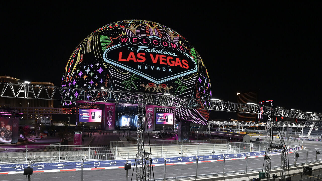 LAS VEGAS, NEVADA - NOVEMBER 16: Sphere is seen ahead of the F1 Grand Prix of Las Vegas at Las Vegas Strip Circuit on November 16, 2023 in Las Vegas, Nevada.