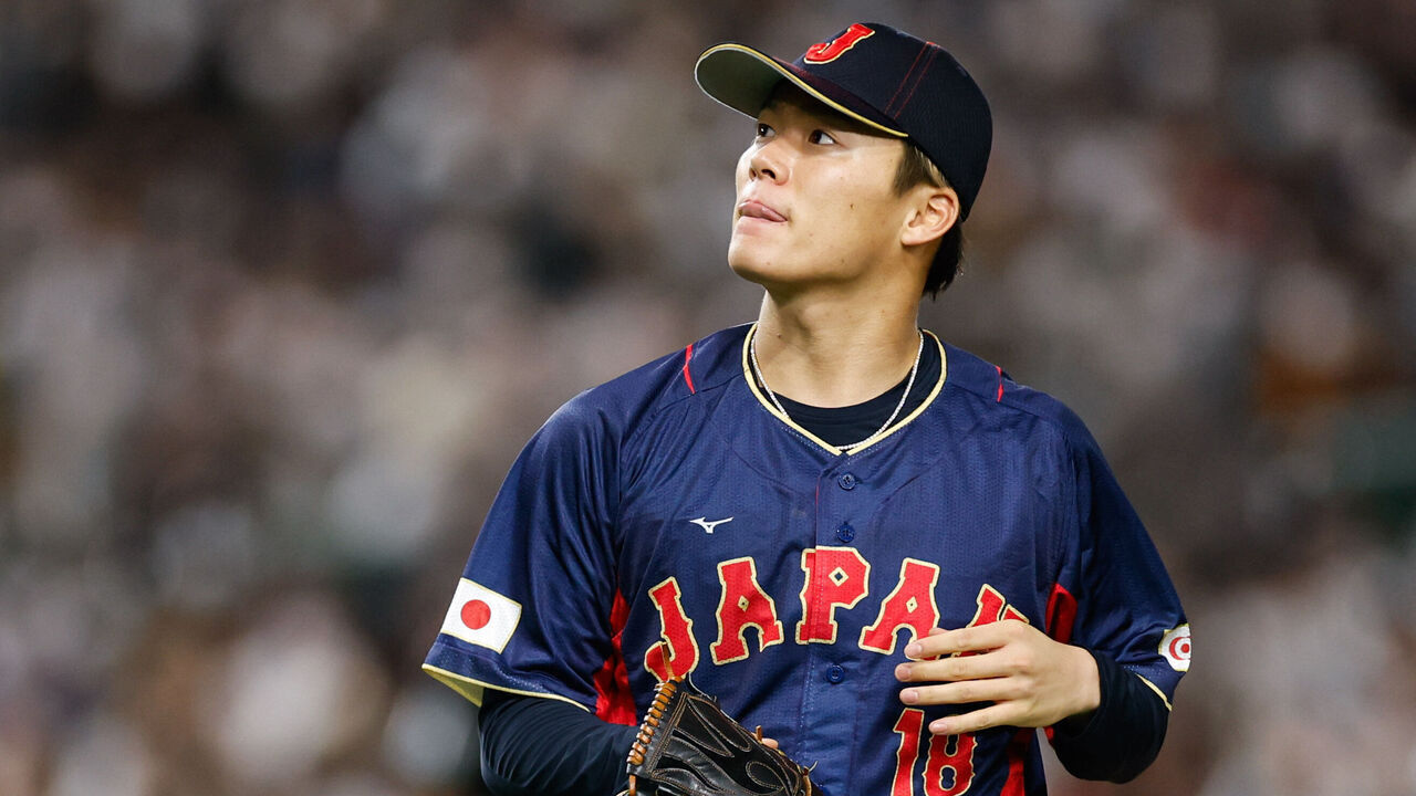 BUNKYO CITY, JAPAN - MARCH 12: Yoshinobu Yamamoto #18 of Team Japan looks on while pitching during Game 8 of Pool B between Team Japan and Team Australia at Tokyo Dome on Sunday, March 12, 2023 in Bunkyo City, Japan.