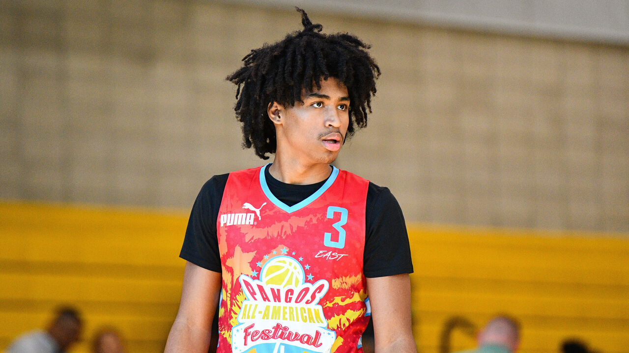 LONG BEACH, CA - AUGUST 27: Dylan Harper looks on during the Pangos All-American Festival on August 27, 2022 at the McBride High School in Long Beach, CA.