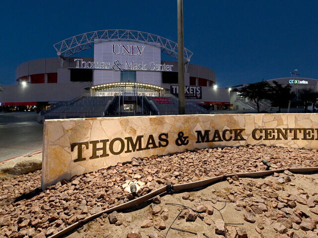 LAS VEGAS, NEVADA - NOVEMBER 25: An exterior view shows no fans outside before a game between the Montana State Bobcats and the UNLV Rebels at the Thomas & Mack Center on November 25, 2020 in Las Vegas, Nevada. UNLV basketball games at the arena are being played without fans in attendance because of the coronavirus (COVID-19) pandemic.