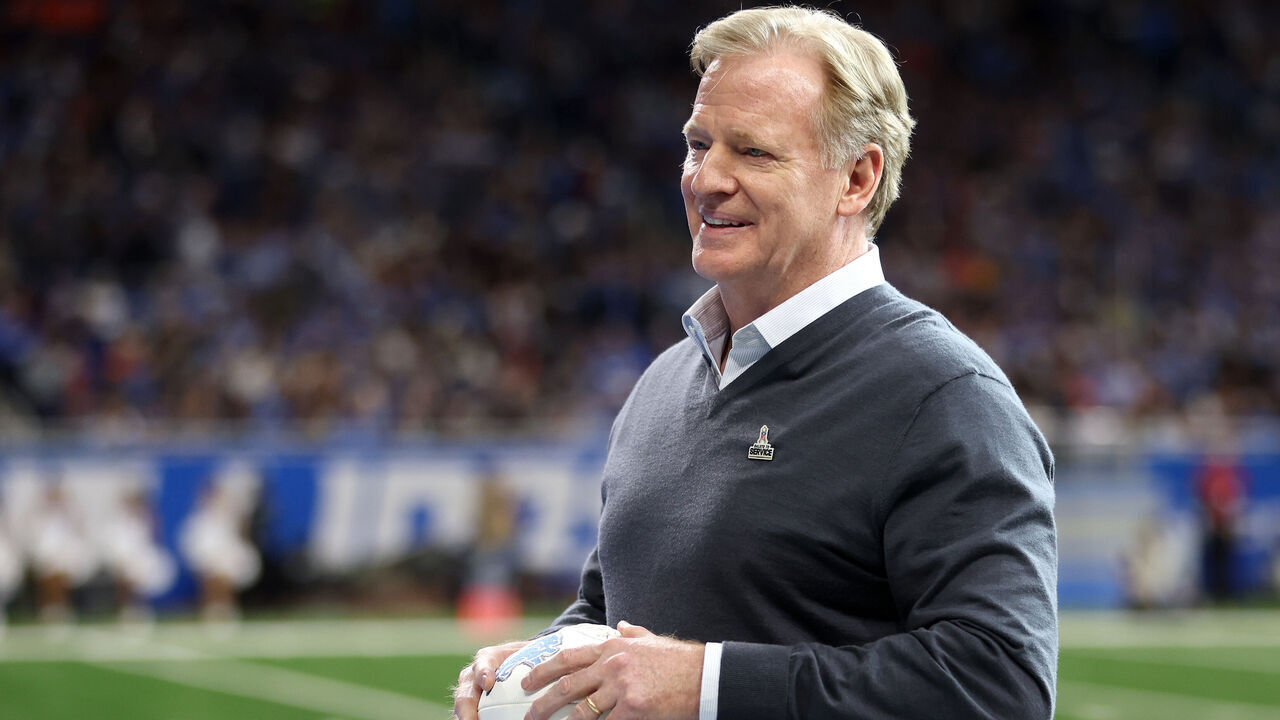 DETROIT, MICHIGAN - NOVEMBER 19: NFL commissioner Roger Goodell looks on during the game between the Chicago Bears and Detroit Lions at Ford Field on November 19, 2023 in Detroit, Michigan.