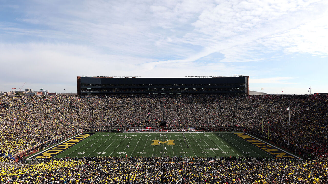 ANN ARBOR, MICHIGAN - NOVEMBER 25: A general view of Michigan Wolverines playing against the Ohio State Buckeyes at Michigan Stadium on November 25, 2023 in Ann Arbor, Michigan.