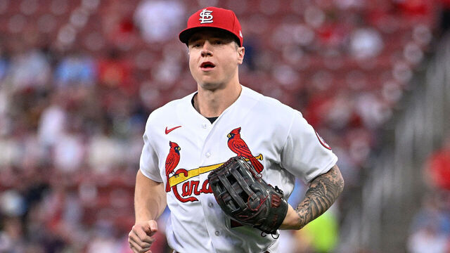ST LOUIS, MO - APRIL 13: Tyler O'Neill #27 of the St. Louis Cardinals looks on during a game against the Pittsburgh Pirates at Busch Stadium on April 13, 2023 in St Louis, Missouri.