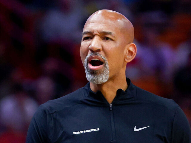 MIAMI, FLORIDA - OCTOBER 25: Head Coach Monty Williams of the Detroit Pistons looks on during the first quarter against the Miami Heat at Kaseya Center on October 25, 2023 in Miami, Florida.